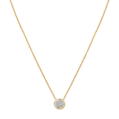 14KY TES RD DIA CIRCLE PENT   NECKLACE, D1/10 CTW,ADJ 16-18