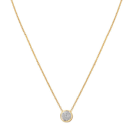 14KY TES RD DIA CIRCLE PENT   NECKLACE, D1/10 CTW,ADJ 16-18