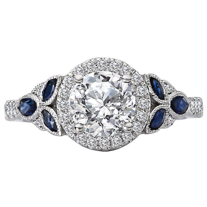 Sapphire and Diamond Semi-Mount Ring
