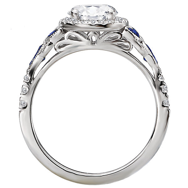 Sapphire and Diamond Semi-Mount Ring