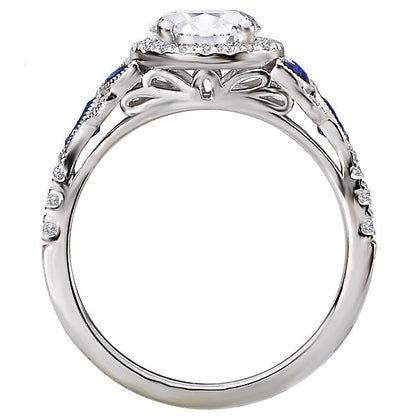 Sapphire and Diamond Semi-Mount Ring