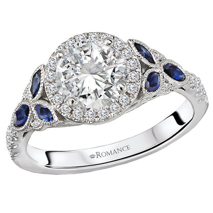 Sapphire and Diamond Semi-Mount Ring