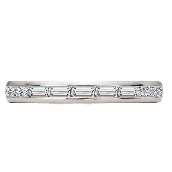 Baguette and Diamond Straight Front Wedding Band