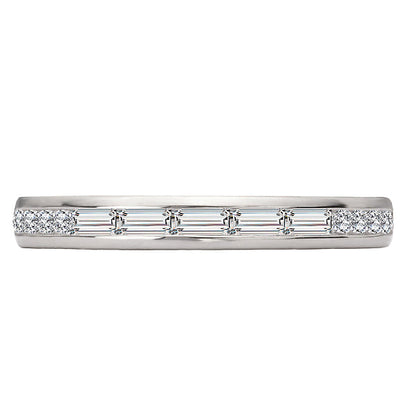 Baguette and Diamond Straight Front Wedding Band