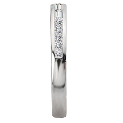 Baguette and Diamond Straight Front Wedding Band
