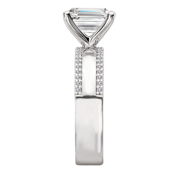 Wide Band Semi-Mount Diamond Engagement Ring
