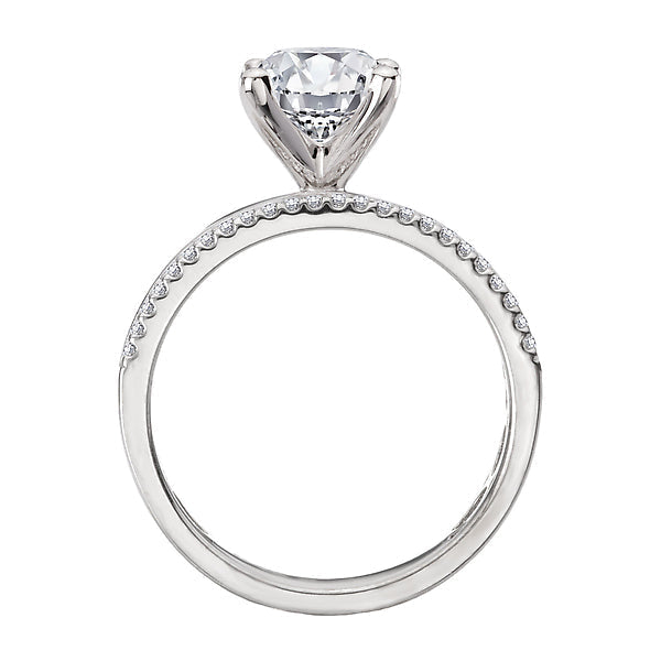 Wide Band Semi-Mount Diamond Engagement Ring