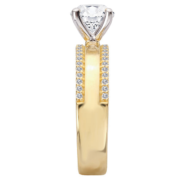 Wide Band Semi-Mount Diamond Engagement Ring