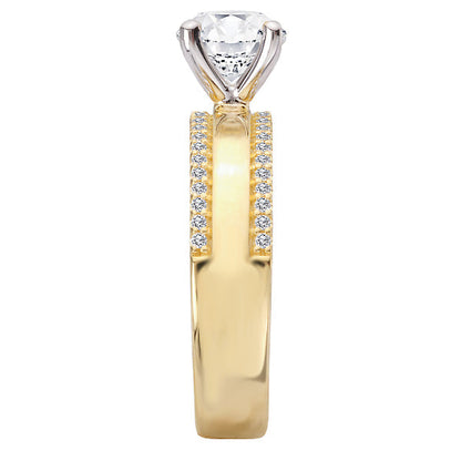 Wide Band Semi-Mount Diamond Engagement Ring