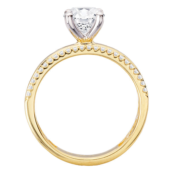 Wide Band Semi-Mount Diamond Engagement Ring