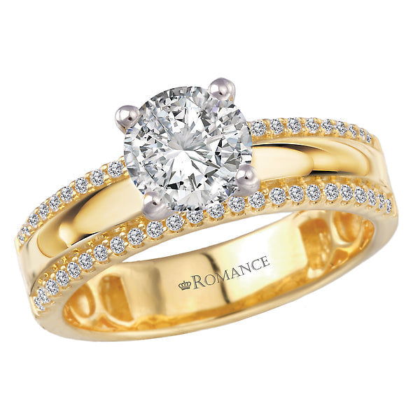 Wide Band Semi-Mount Diamond Engagement Ring