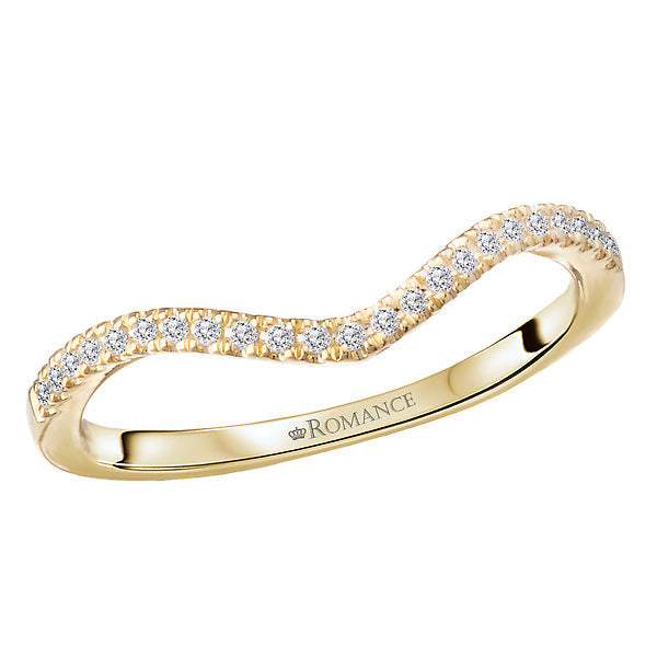 Curved Front Diamond Wedding Band