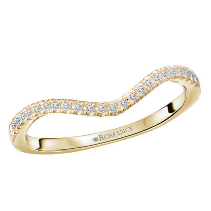 Curved Front Diamond Wedding Band