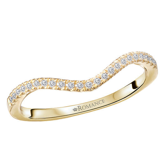 Curved Front Diamond Wedding Band
