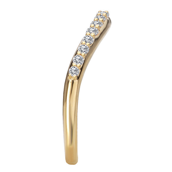 Curved Front Diamond Wedding Band
