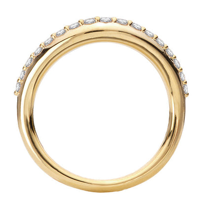 Curved Front Diamond Wedding Band