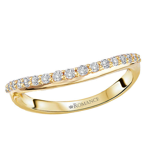 Curved Front Diamond Wedding Band