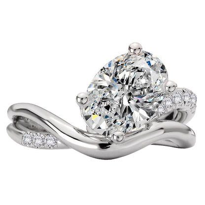 Semi-Mount Diamond Wave Shank Engagement Ring