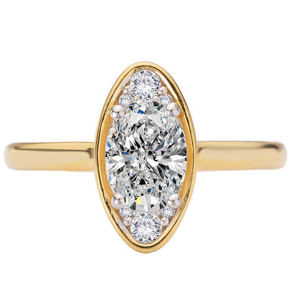Moval-Shape, Oval Diamond Semi-Mount Engagement Ring