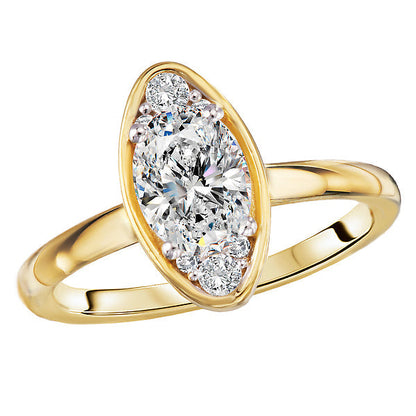 Moval-Shape, Oval Diamond Semi-Mount Engagement Ring