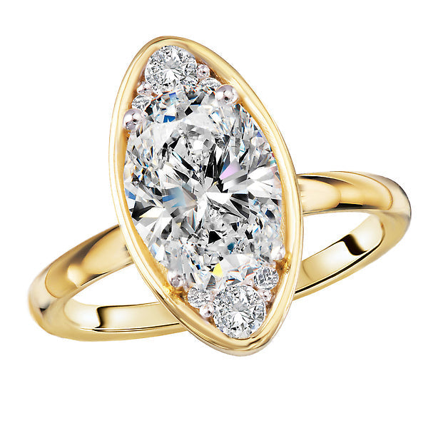 Moval-Shape, Oval Diamond Semi-Mount Engagement Ring