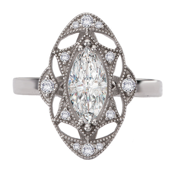 Semi-Mount Oval Disc Designed Engagement Ring