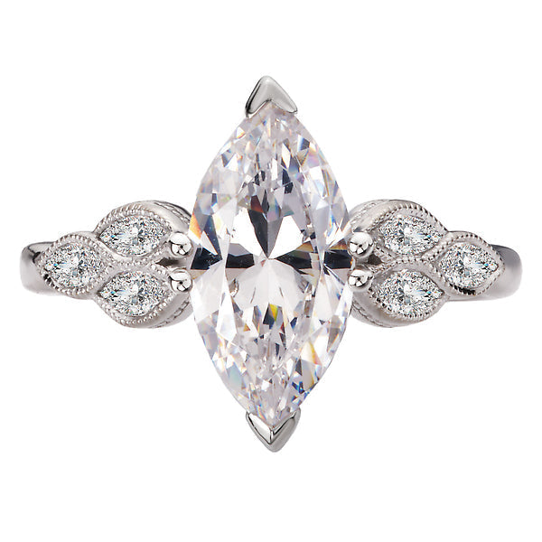 Diamond and Milgrain Detailed Semi-Mount Engagement Ring