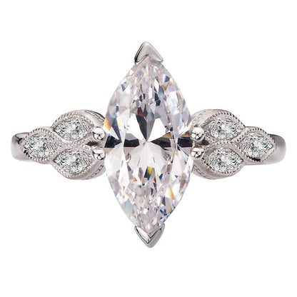 Diamond and Milgrain Detailed Semi-Mount Engagement Ring