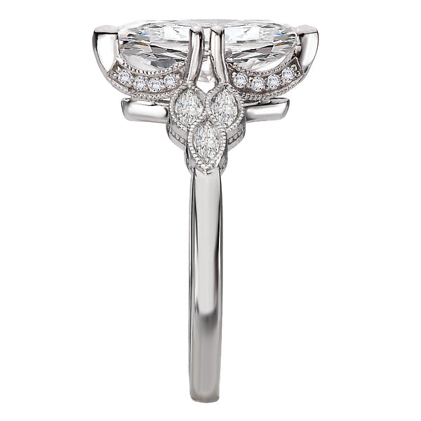 Diamond and Milgrain Detailed Semi-Mount Engagement Ring