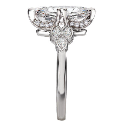 Diamond and Milgrain Detailed Semi-Mount Engagement Ring