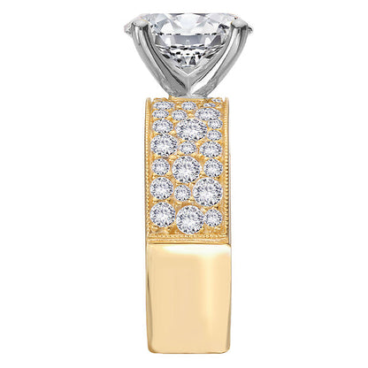 Broad Band Shank Semi-Mount Diamond Engagement Ring