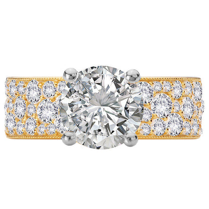 Broad Band Shank Semi-Mount Diamond Engagement Ring