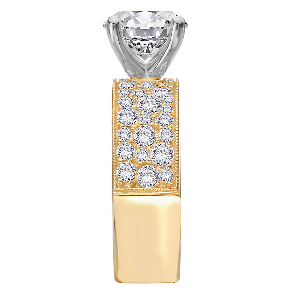 Broad Band Shank Semi-Mount Diamond Engagement Ring