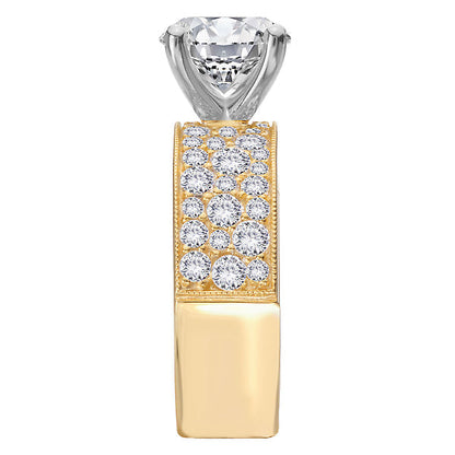 Broad Band Shank Semi-Mount Diamond Engagement Ring