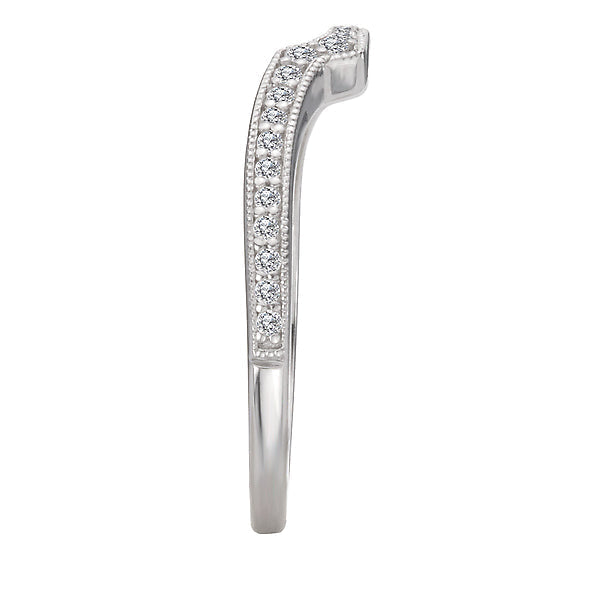 Diamond and Milgrain Detail Curved Wedding Band