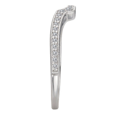 Diamond and Milgrain Detail Curved Wedding Band