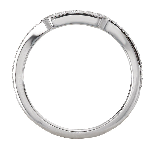 Diamond and Milgrain Detail Curved Wedding Band