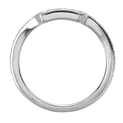 Diamond and Milgrain Detail Curved Wedding Band