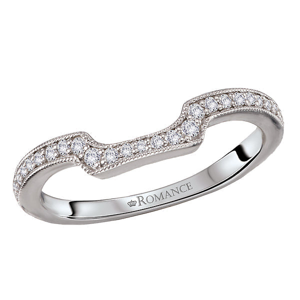Diamond and Milgrain Detail Curved Wedding Band