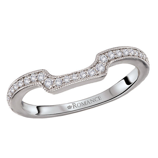 Diamond and Milgrain Detail Curved Wedding Band