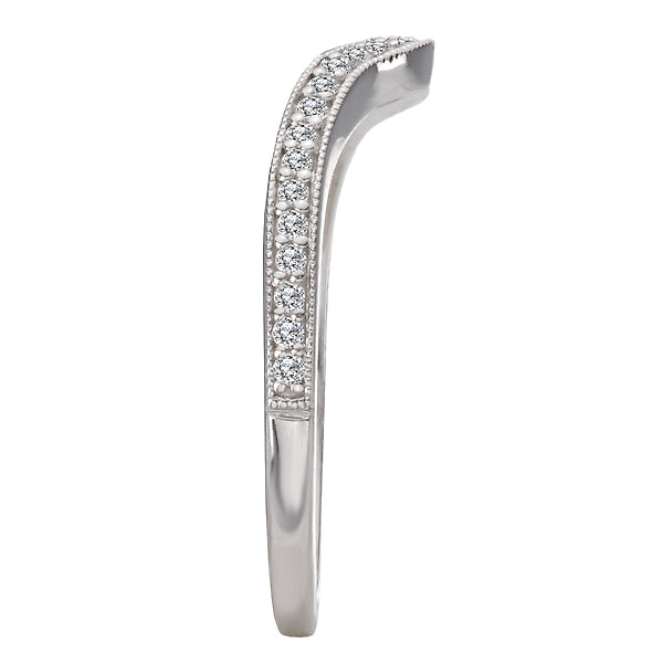 Diamond and Milgrain Detail Curved Wedding Band