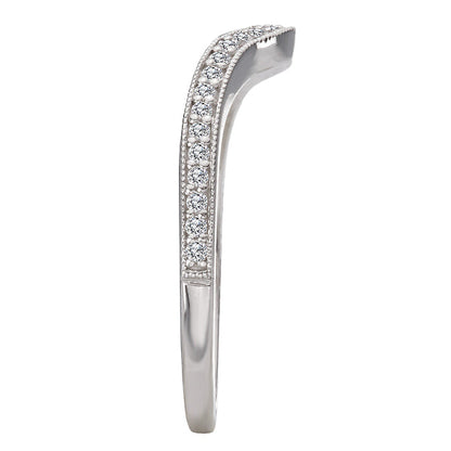 Diamond and Milgrain Detail Curved Wedding Band