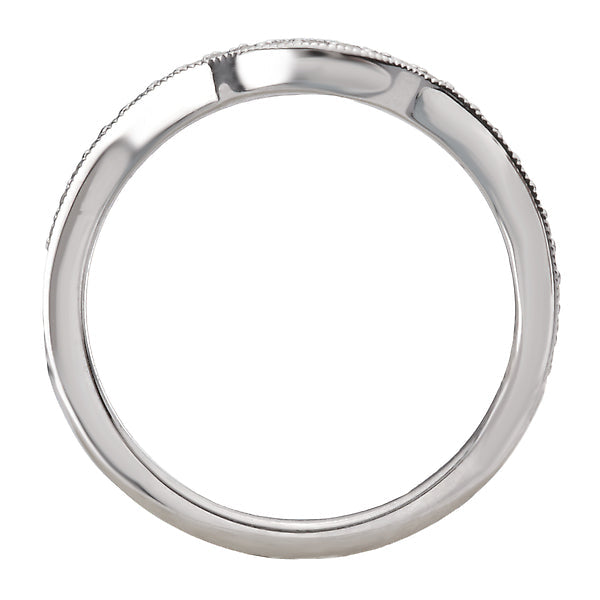 Diamond and Milgrain Detail Curved Wedding Band