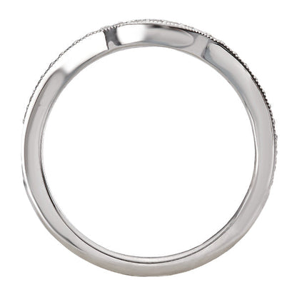 Diamond and Milgrain Detail Curved Wedding Band