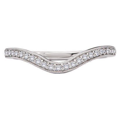 Diamond and Milgrain Detail Curved Wedding Band