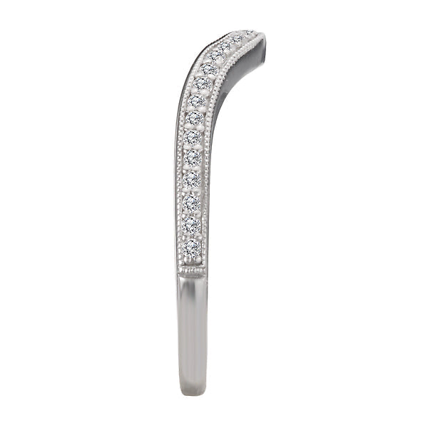 Diamond and Milgrain Detail Curved Wedding Band