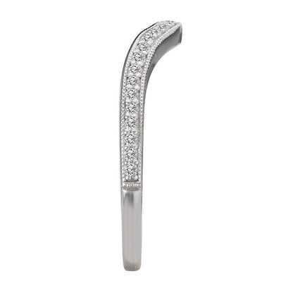 Diamond and Milgrain Detail Curved Wedding Band