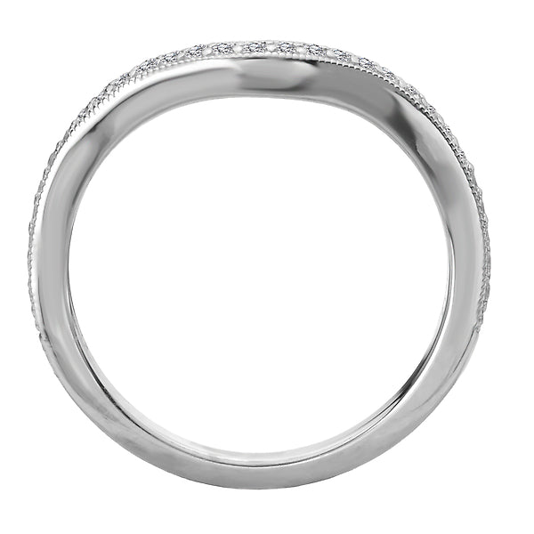 Diamond and Milgrain Detail Curved Wedding Band