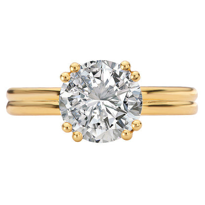 Double Ring Band and Double Prong Diamond Engagement Rin