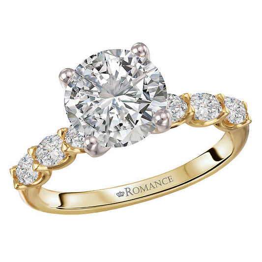 4 Prong Peg Head Semi-Mount Diamond Engagment Ring
